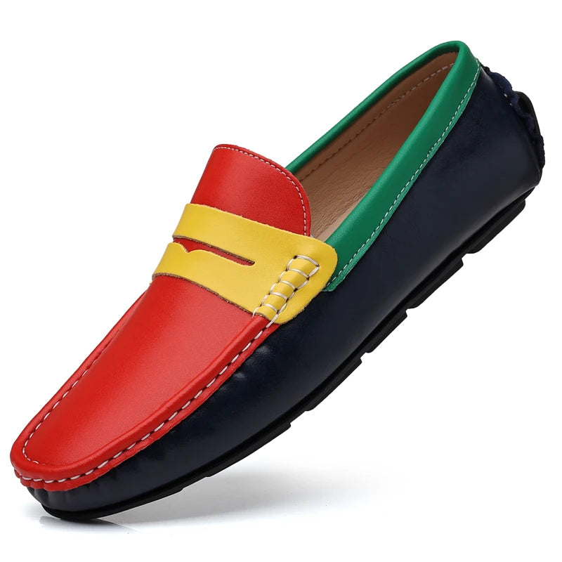 Men’s Italian Genuine Leather Loafers – Luxury Breathable Slip-On Moccasins, Casual & Formal Comfortable Driving Shoes - Premium loaferr from Lizard Vigilante - Just $36.99! Shop now at Lizard Vigilante