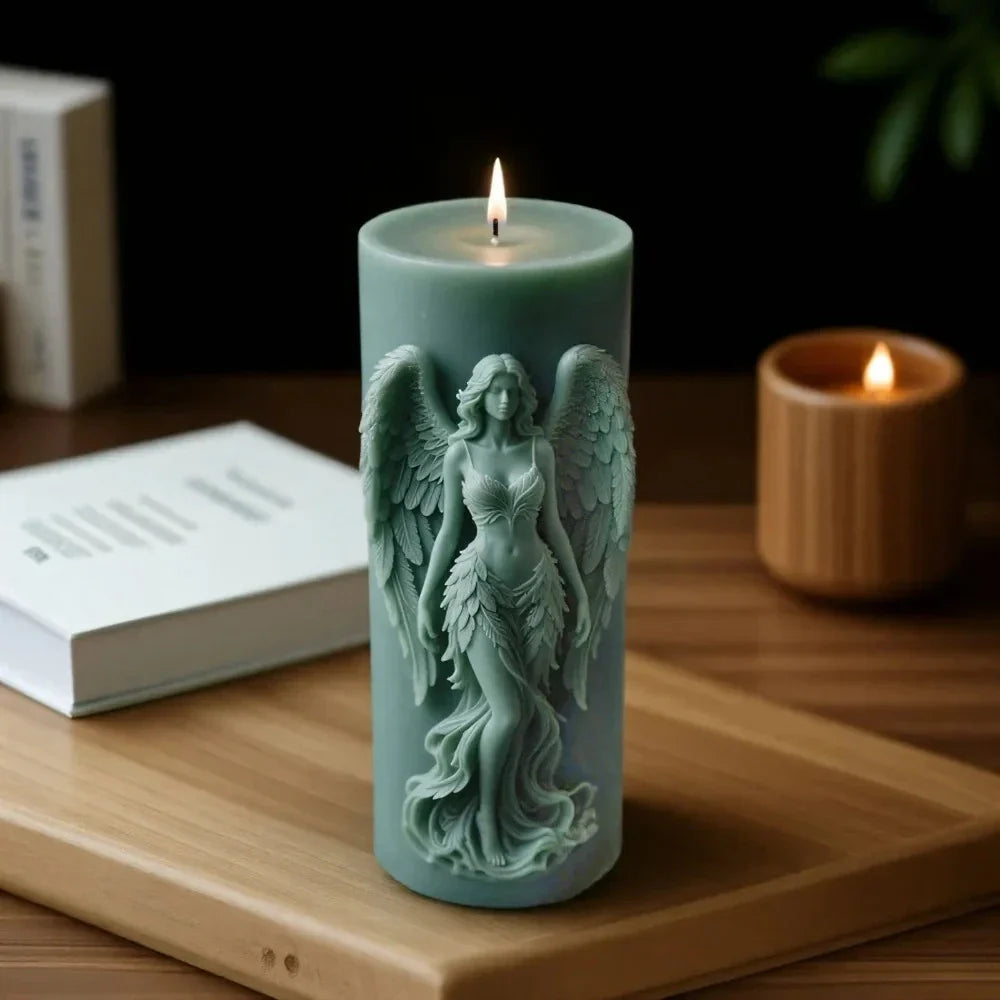 Wings Goddess Scented Silicone Candle Mould DIY Prayer Angel Sculpture Gypsum Resin Mold Women Candle Making Supplies Home Decor