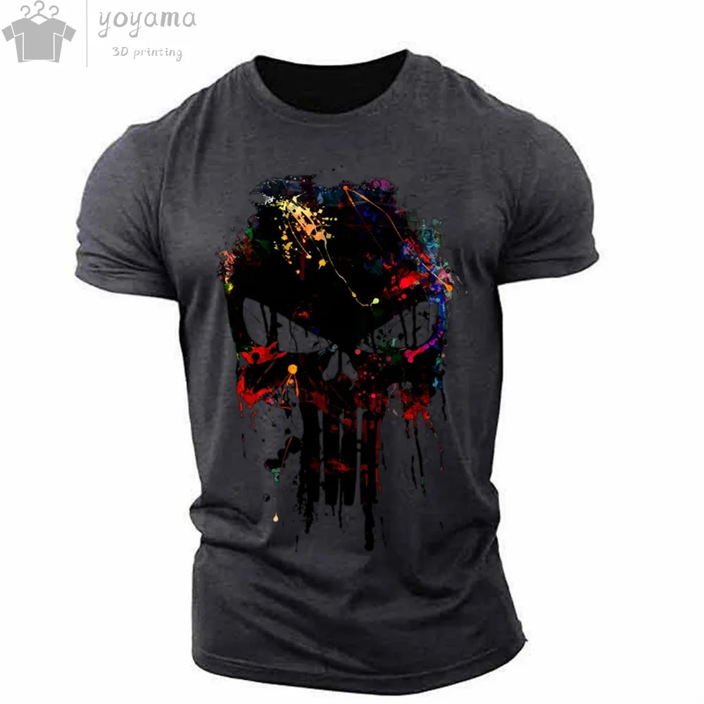 Men's T Shirt 3d Print Military Patriotic Skull O-Neck T Shirt Oversized T-Shirt Short-Sleeved Tee Sportswear Men's Clothing Top - Premium t-shirt from Lizard Vigilante - Just $23.88! Shop now at Lizard Vigilante