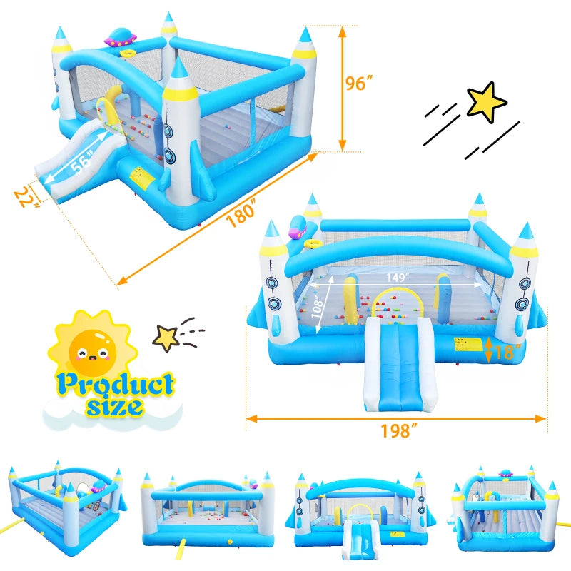 Inflatable Water Slide Trampoline Bouncing House – Outdoor Fun for Kids, 227 x 205 x 97 Inches - Premium playhouse from Lizard Vigilante - Just $294.99! Shop now at Lizard Vigilante