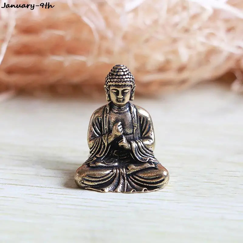 1PC Buddha Statues Copper Sculpture Fengshui Figurine Home Decor Resin Sitting  Miniature 2.8x2.4cm