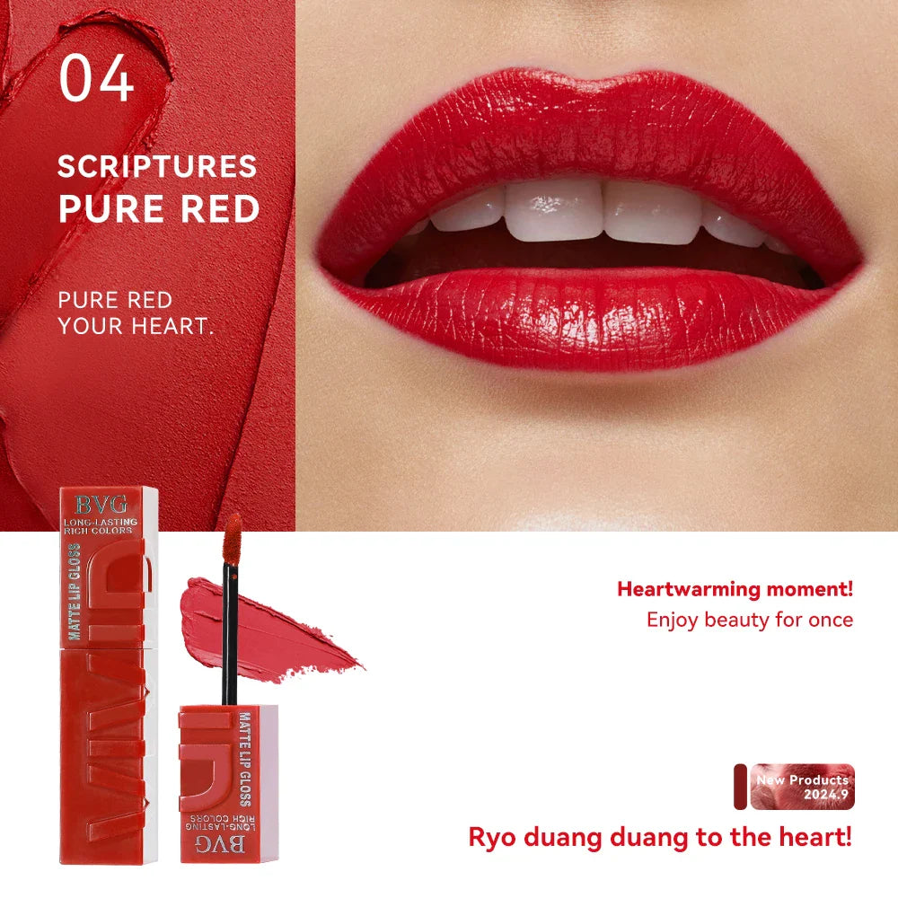 Multi-color matte lasting lip gloss lip gloss, non-greasy, non-fading, high-end warm colors, rich makeup liquid lipstick.