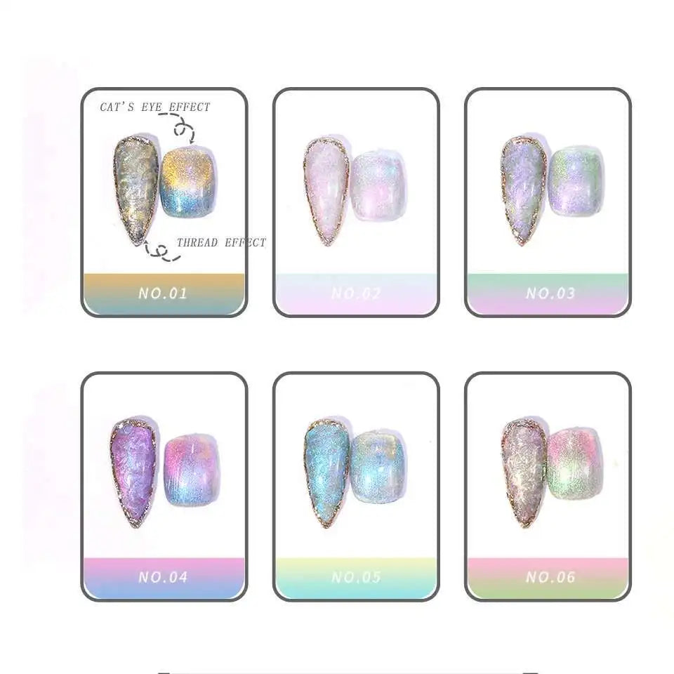 High End Glitter Cat Eye Gel Nail Polish Set Semi-Permanent Hybrid Magnet Gel UV LED Cat's Eye Nail Varnishes For Nail Art 15ml