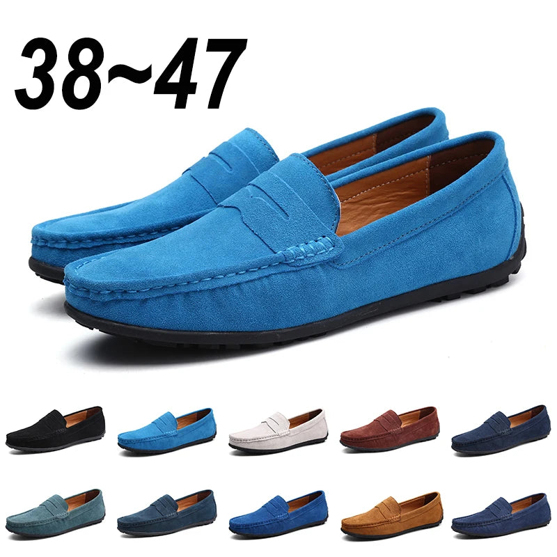 Suede Leather Designer Luxury Brand Smile Mens Casual Formal Loafers Slip On Moccasin Flats Footwear Male Driving Shoes for Men - Premium Shoes from Lizard Vigilante - Just $48.88! Shop now at Lizard Vigilante