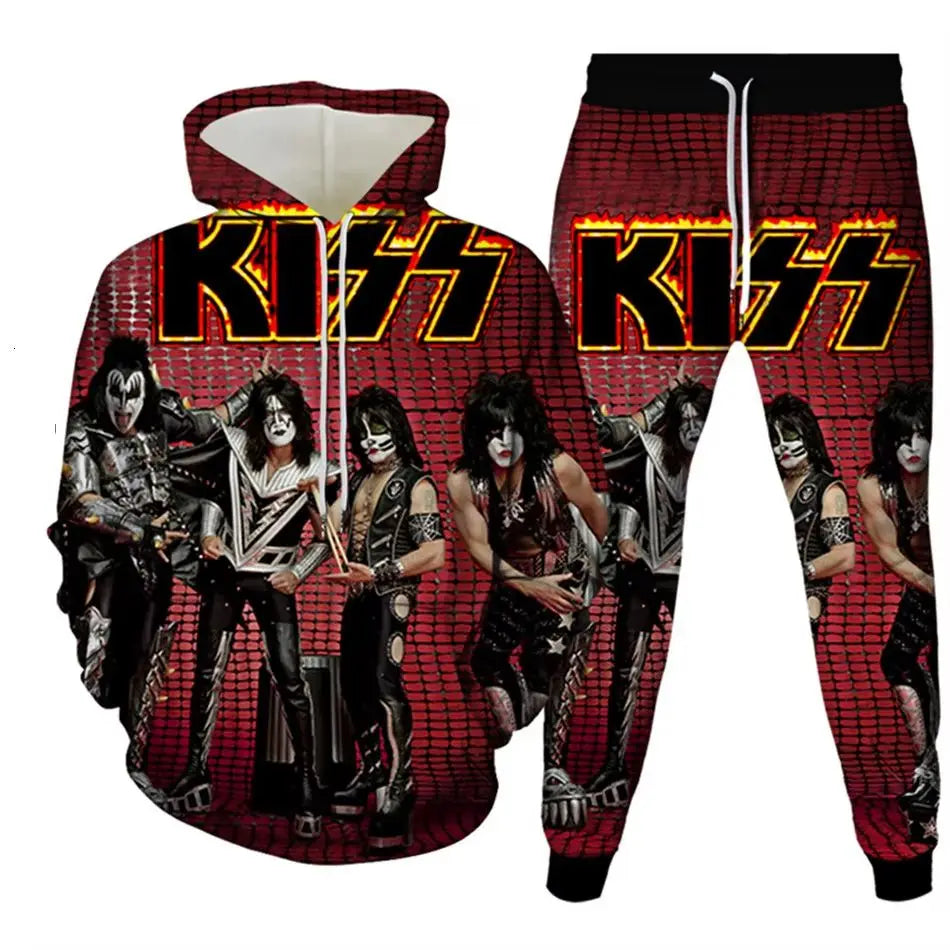 KISS Rock Band 3D Printed Hoodie & Jogger Pants Set – Iconic Fashion Tracksuit for Men and Kids – Bold Casual Streetwear for All Seasons - Premium hoodie from Lizard Vigilante - Just $63.88! Shop now at Lizard Vigilante