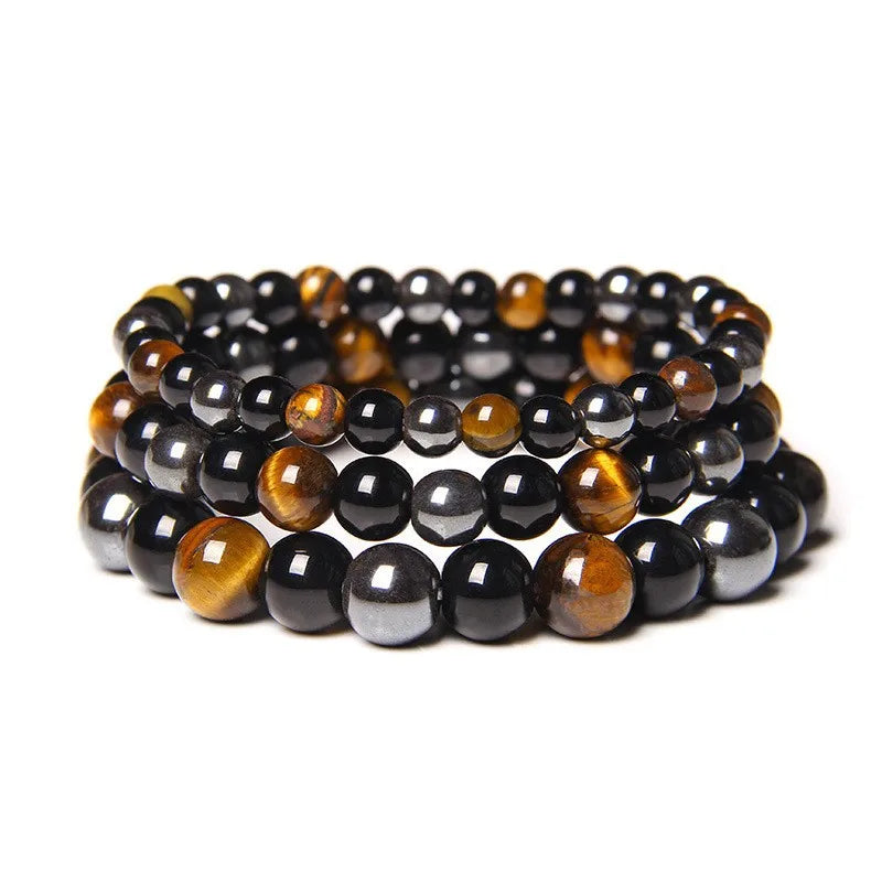 Power Up Your Life: Natural Tiger Eye, Hematite, & Obsidian Magnetic Bracelet - Premium obsidian bracelet from Lizard Vigilante - Just $22.99! Shop now at Lizard Vigilante