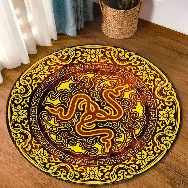 Razer Round Rugs Carpet Game Rome Gamer Gift Door Floor Mat Playroom Upholstery Living Room Bedroom Fashion Gaming Rug Decor