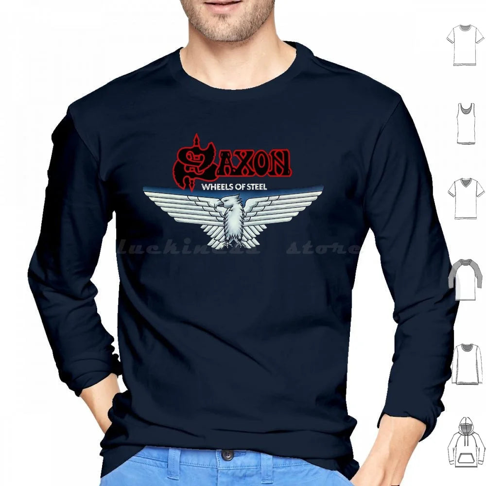 Saxon Hoodie – Heavy Metal Band Cotton Long Sleeve Hoodie for Men | Casual Daily Wear - Premium tshirt from Lizard Vigilante - Just $33.49! Shop now at Lizard Vigilante