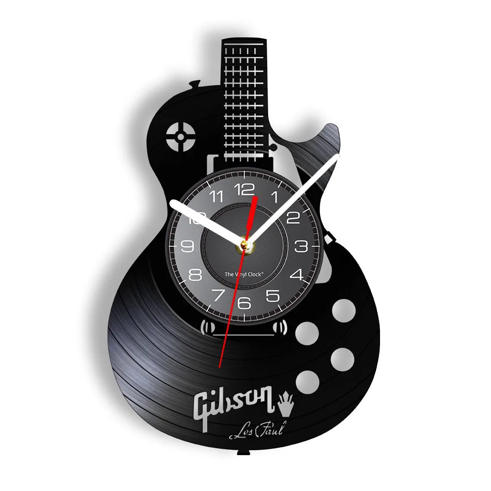 Guitar Player Vinyl Record Wall Clock: The Rock Music Instrument Wall Art for Your Living Room