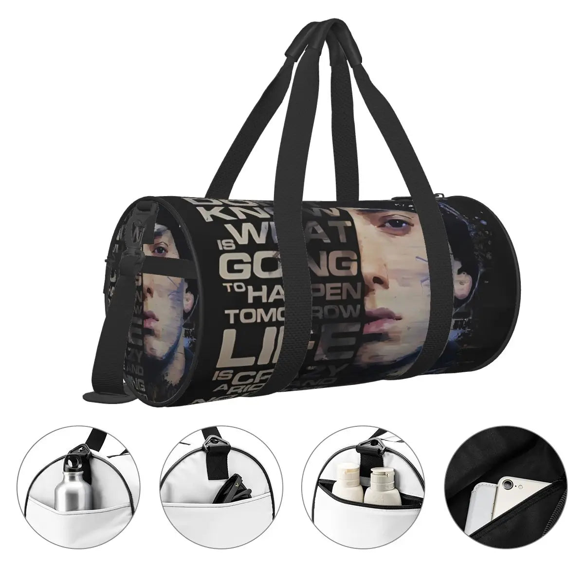 Eminem Hip Hop Waterproof Gym Bag – Retro Sports and Travel Handbag with Shoe Compartment for Men and Women - Premium gym bag from Lizard Vigilante - Just $33.88! Shop now at Lizard Vigilante