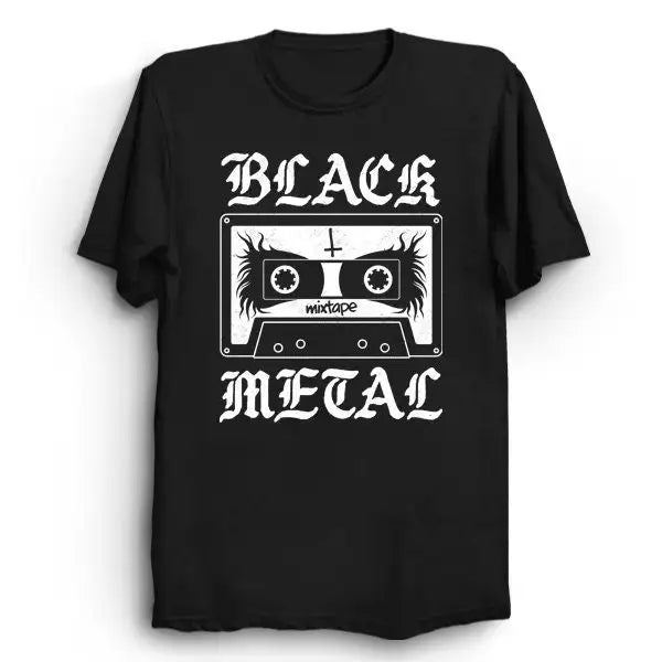 Black Metal Mixtape Funny Corpse Paint Goth T-Shirt – Casual Cotton O-Neck Tee - Premium T-Shirt from Lizard Vigilante - Just $27.99! Shop now at Lizard Vigilante