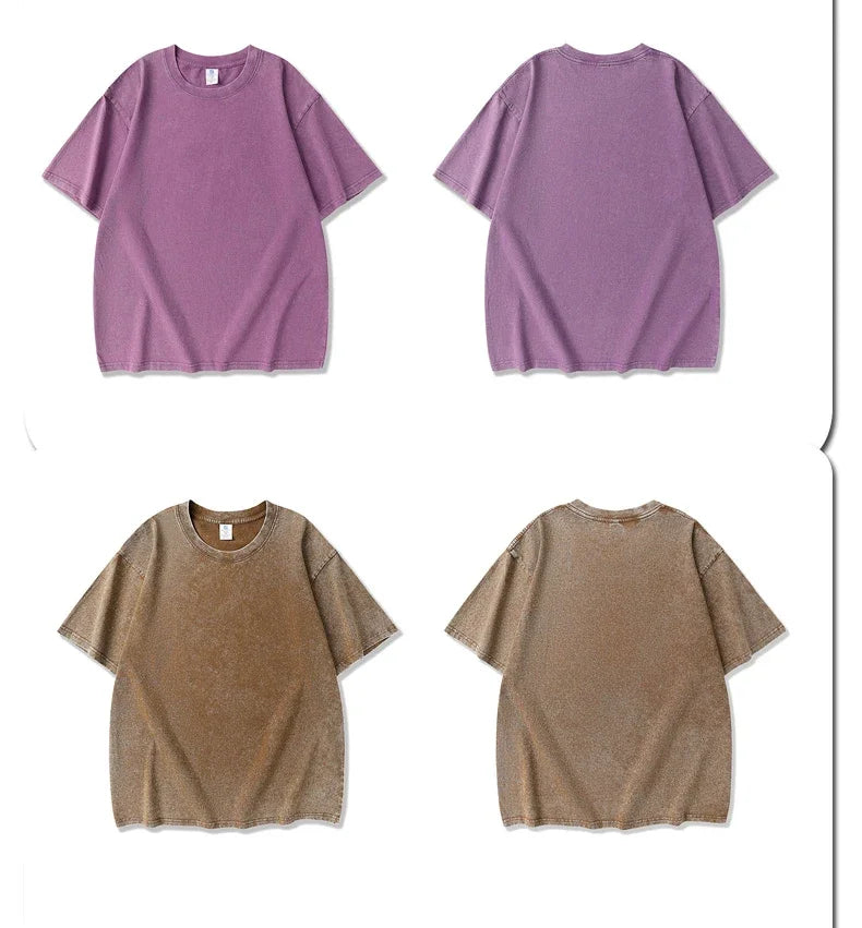 250gsm Vintage Acid Wash Punk Tee – Retro Streetwear T-Shirt for Men & Women | Harajuku Hip-Hop Grunge Cotton Short Sleeve | Namou Drane Exclusive - Premium tee from dsers - Just $27.77! Shop now at Lizard Vigilante