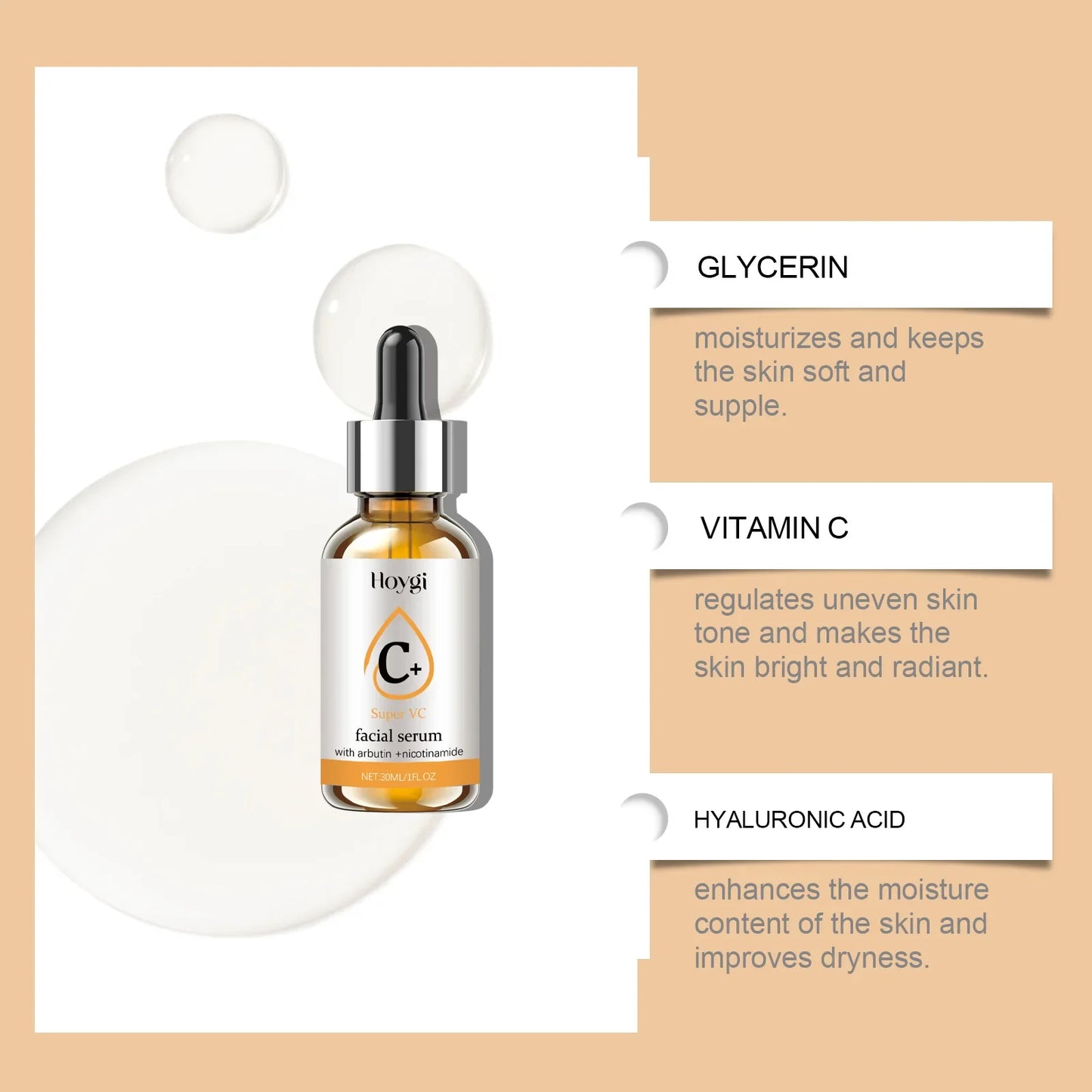Vitamin C Facial Essence: Moisturizing, Hydrating Facial Skin, Refining Pores, Improving Skin Texture Essence
