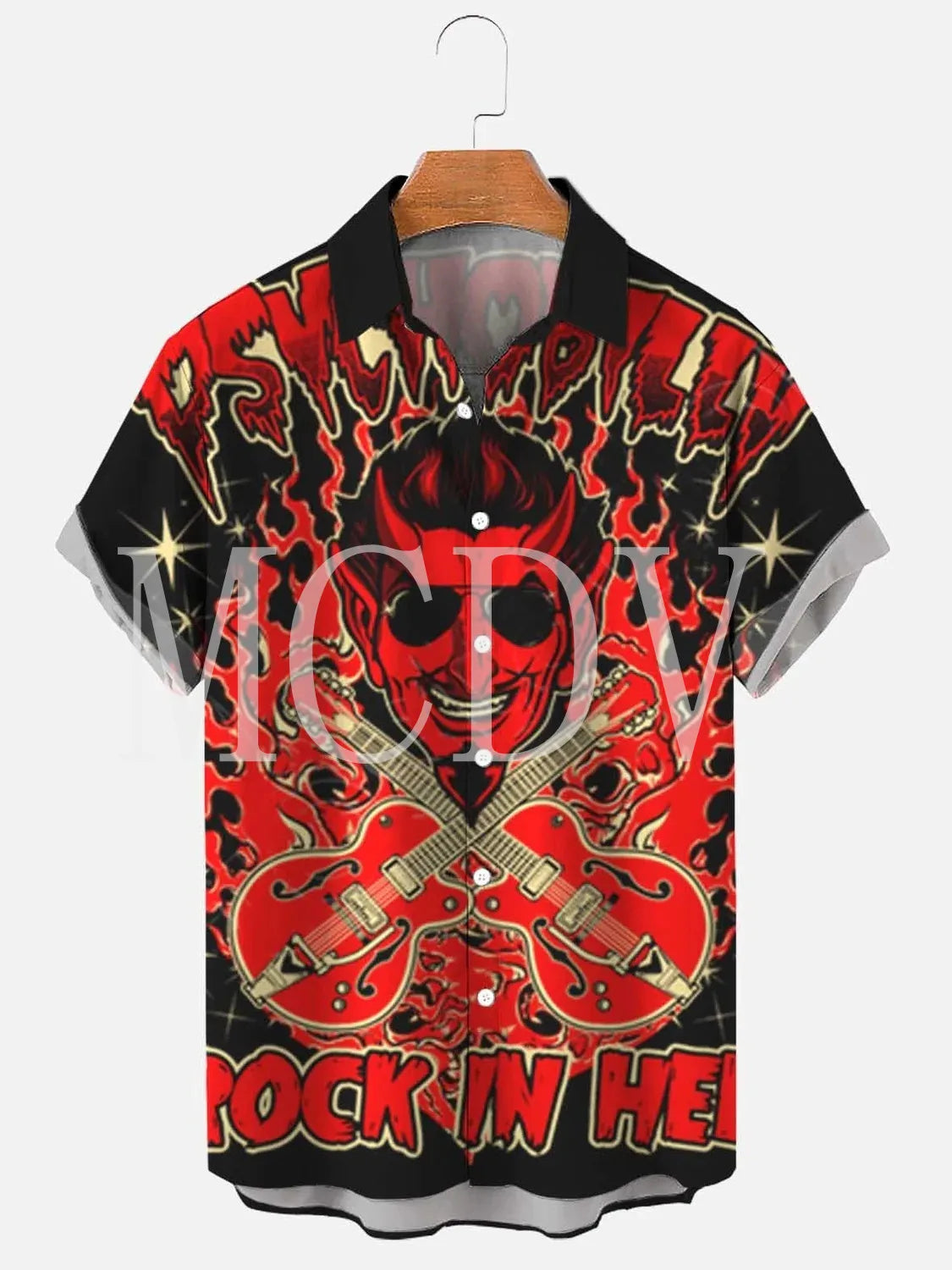 Men's Rockabilly Vintage Rocker Rock N Roll Printed Casual Breathable Short Sleeve Hawaiian Shirt - Premium  from Lizard Vigilante - Just $20.99! Shop now at Lizard Vigilante