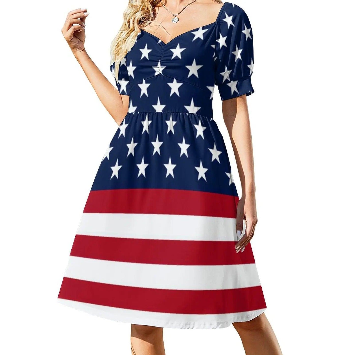 Soft American Flag Dress Sexy V Neck Celebrate USA Red White Blue Festival Dresses Basic Casual Dress Print Oversize Vestido - Premium dresses from Lizard Vigilante - Just $30.99! Shop now at Lizard Vigilante