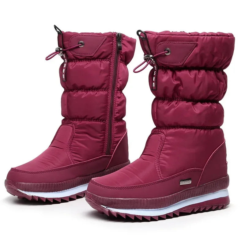 Women's Plush Platform Snow Boots – Waterproof, Non-Slip, Warm Winter Fashion for Style and Comfort - Premium snow boots from Lizard Vigilante - Just $41.08! Shop now at Lizard Vigilante