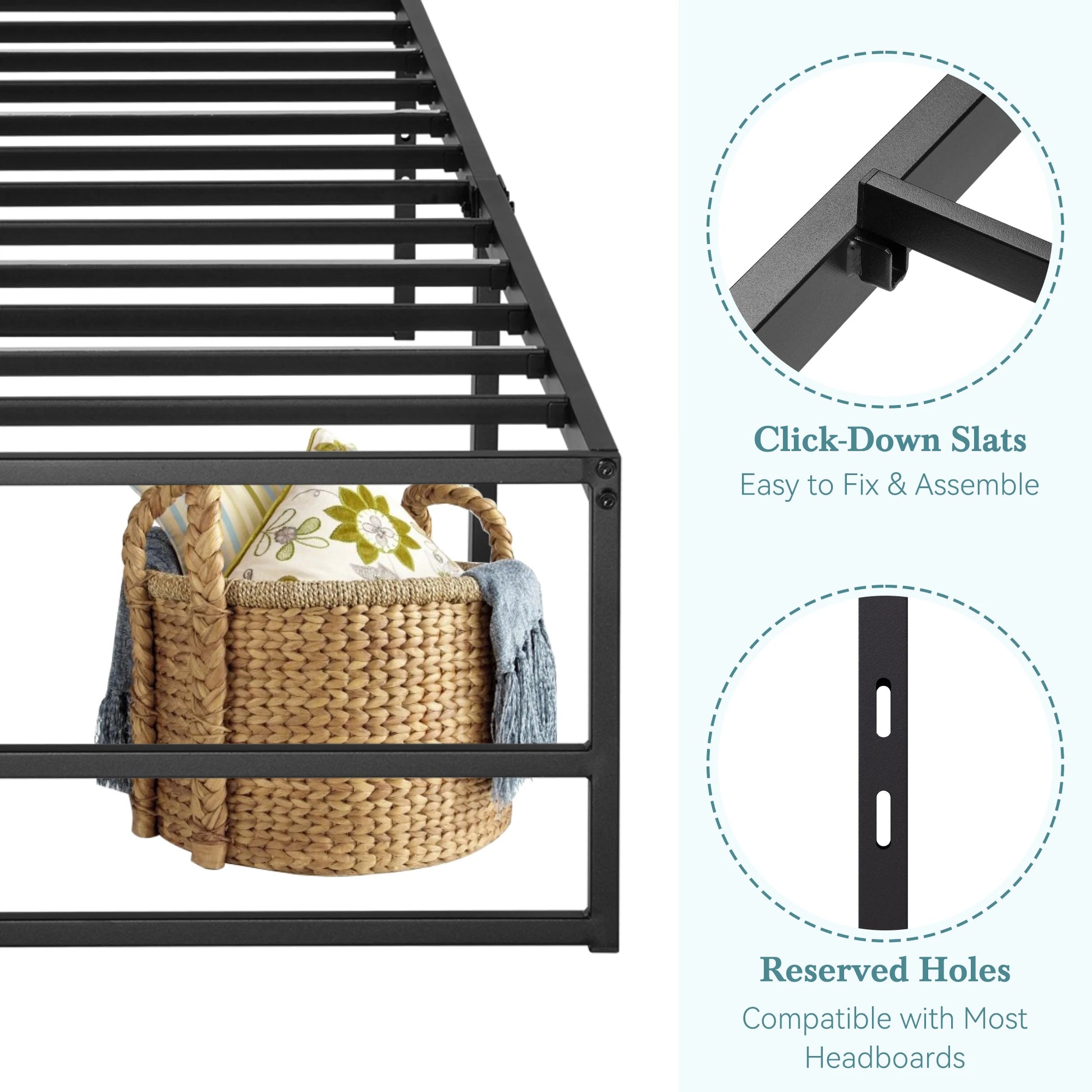 HOOMIC Sturdy Metal Bed Frame with Reinforced Structure – Noise-Free Mattress Foundation, Headboard Compatible, No Box Spring Required - Premium bed frame from Lizard Vigilante - Just $103.99! Shop now at Lizard Vigilante