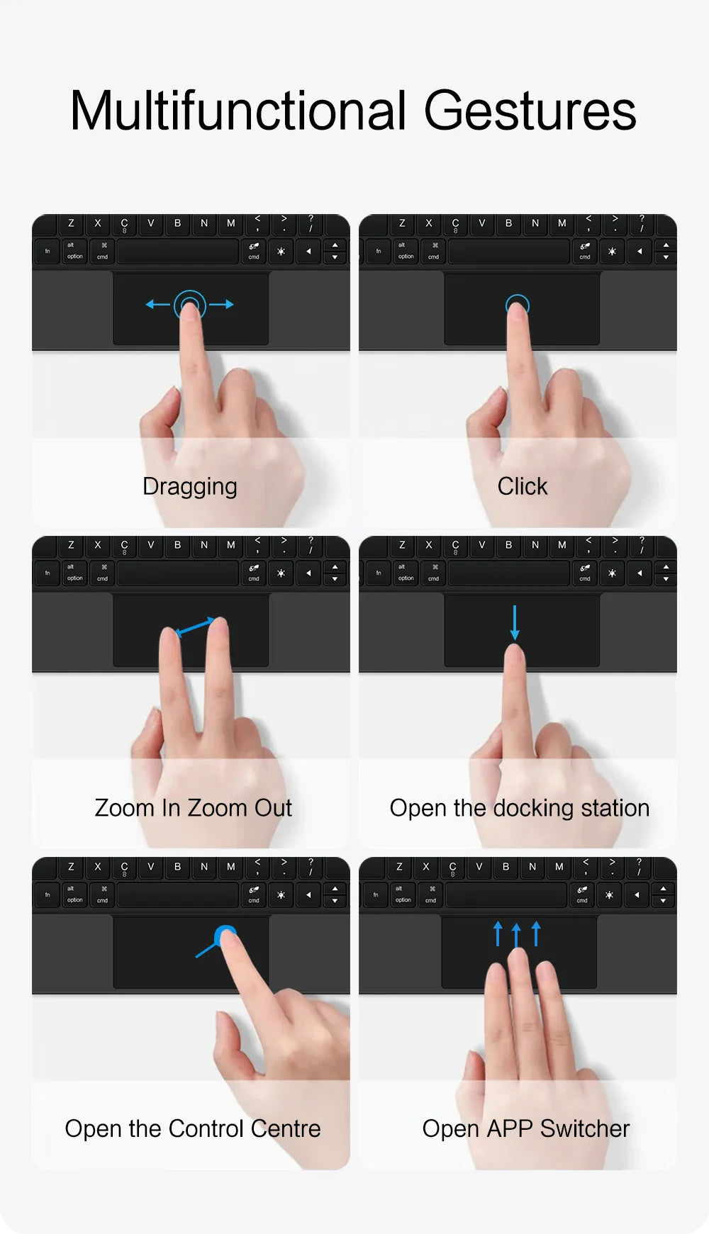 Magic Keyboard Case For iPad Pro 11 inch 12.9" M2 13 M4 Air 4th 5th ipad10 10th 10.9 Smart Cover Multi-touch Magnetic backlight