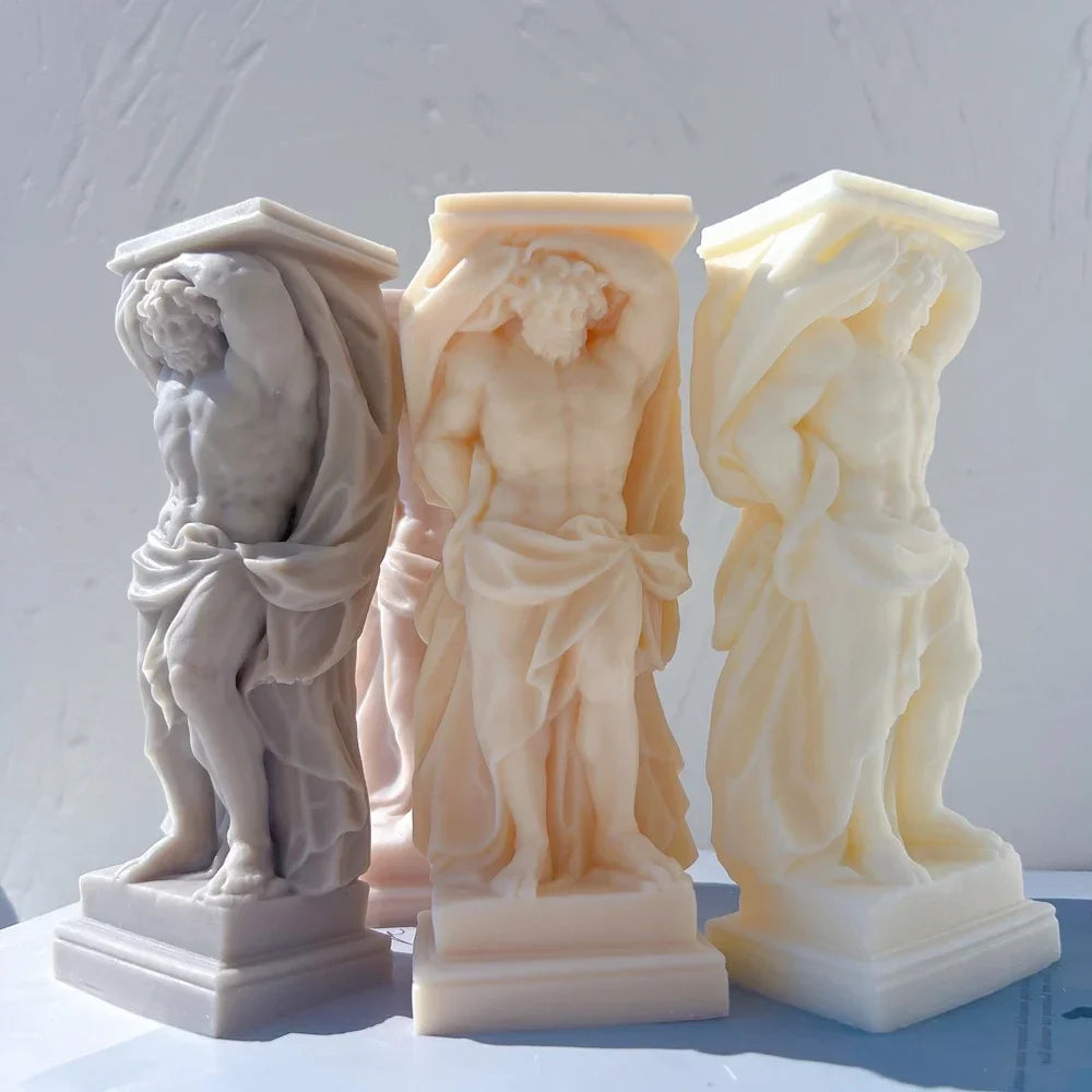Atlant Statue Silicone Mold Unique Bust Sculpture Soy Wax Candle Mould Greek Mythology Home Decor