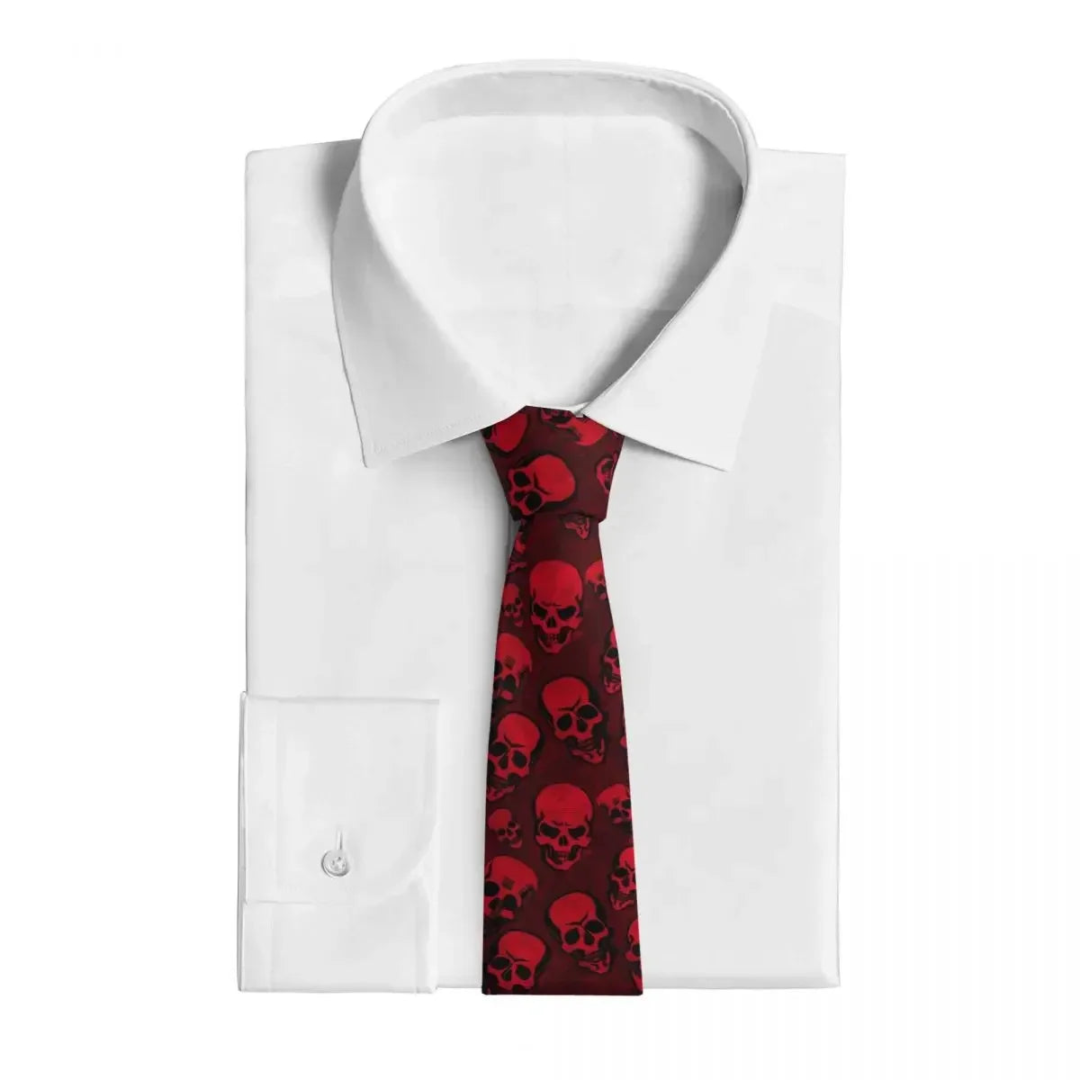 Red Skull Print Tie – Cartoon Fashion Neck Tie for Men and Women | Cool Graphic Collar Accessory - Premium necktie from Lizard Vigilante - Just $21.88! Shop now at Lizard Vigilante