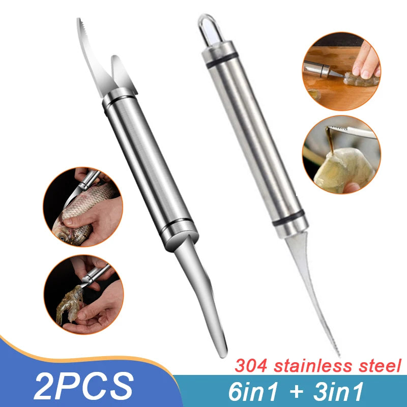 Stainless Steel Shrimp Peeler & Deveiner – 6-in-1 Multifunctional Seafood Peeling & Cutting Tool - Premium knives from dsers - Just $8.99! Shop now at Lizard Vigilante