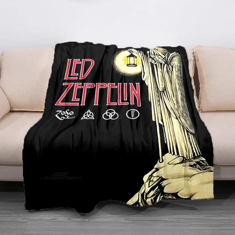 Retro Band Zeppelins Patterns Blanket Led Rock Bank Flannel Blanket Super Soft Sheet Mattresses Cozy Lazy Couch Cover Blanket - Lizard Vigilante