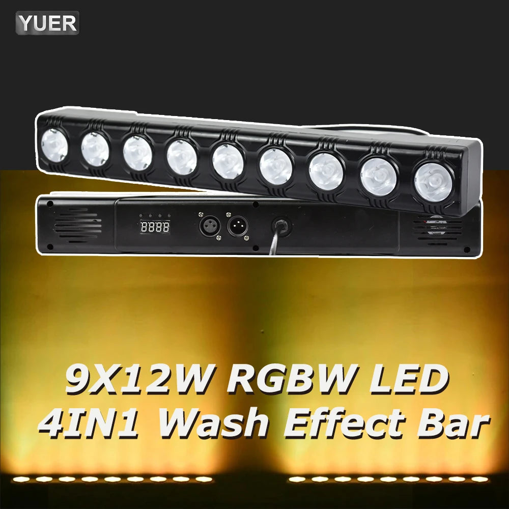 YUER 9x12W RGBW LED Bar Light with Remote – Professional DMX512 Stage & Party Light, 4-in-1 Wash Light for DJ, Disco, and Event Lighting - Premium disco lights from Lizard Vigilante - Just $53.99! Shop now at Lizard Vigilante