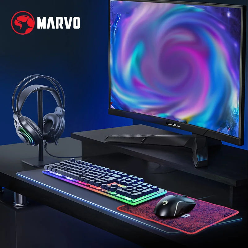Gaming Keyboard And Mouse It Contains Keyboard+Mouse+Headphone And Mouse Pad Set, RGB,Game Wired Keyboard And Mouse Sets