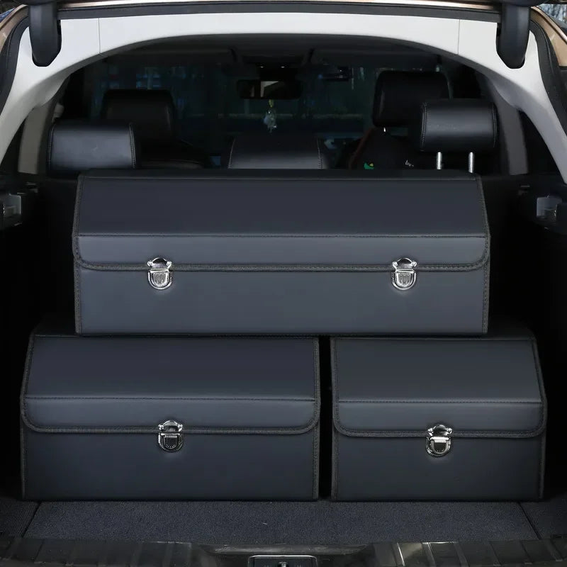 Car Trunk Organizer Organizers And Storage Suv Faux Leather Foldable Trunk Multi-Compartment Adjustable Auto Grocery Storage Box - Premium  from Lizard Vigilante - Just $11.99! Shop now at Lizard Vigilante