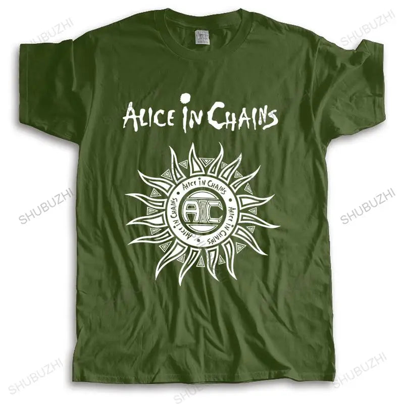 Alice in Chains Sun Logo Cotton T-shirt - Classic Men's Round Neck Casual Tee for Every Day - Premium T-shirt from Lizard Vigilante - Just $25.88! Shop now at Lizard Vigilante