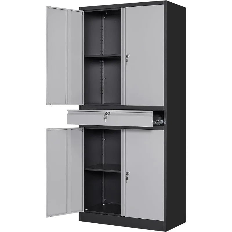 Metal Garage Storage Cabinet with Locking Doors and Adjustable Shelves, Tool Storage Cabinet with 1 Drawer - 71" Steel Locking - Premium cabinet from Lizard Vigilante - Just $269.99! Shop now at Lizard Vigilante