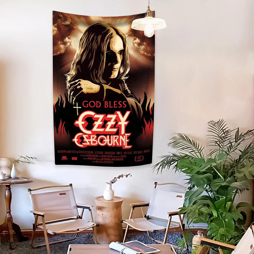 Ozzy Osbourne Rock And Roll Music Singer Tapestry Album Cover Home Decor Wall Hanging Background Cloth Bedroom Dorm Decoration - Lizard Vigilante