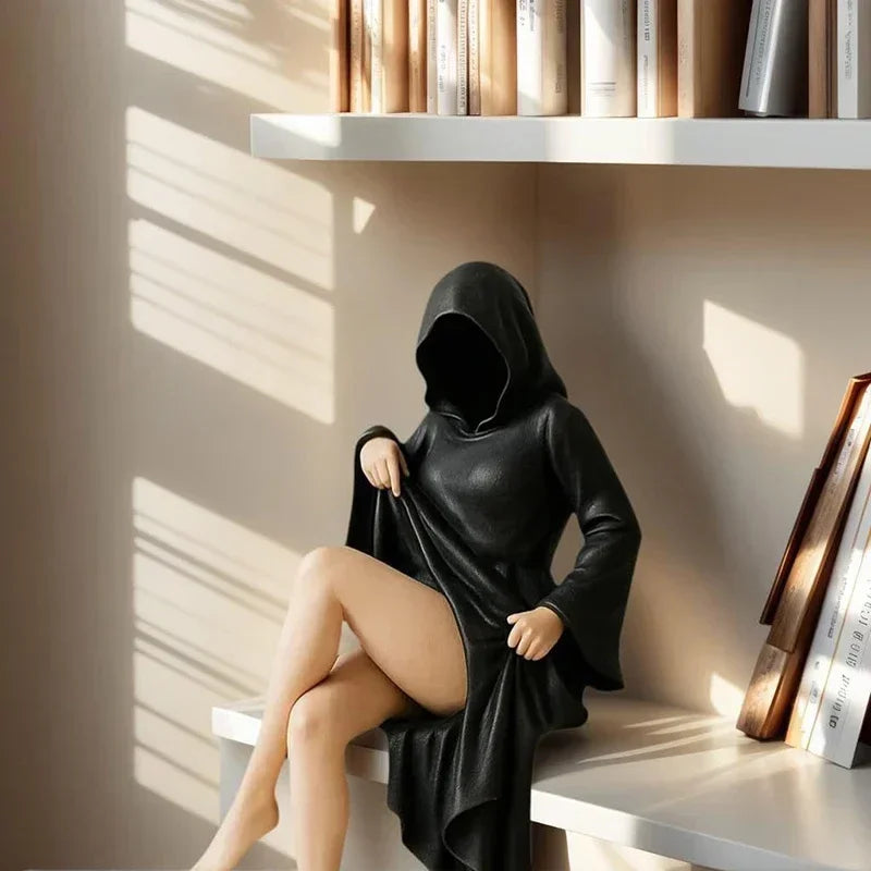 Masked Woman Statue Desk Ornament Statue of Mysterious Lady for Desktop Room Fireplace Entrance Ornaments Study Room Decoration