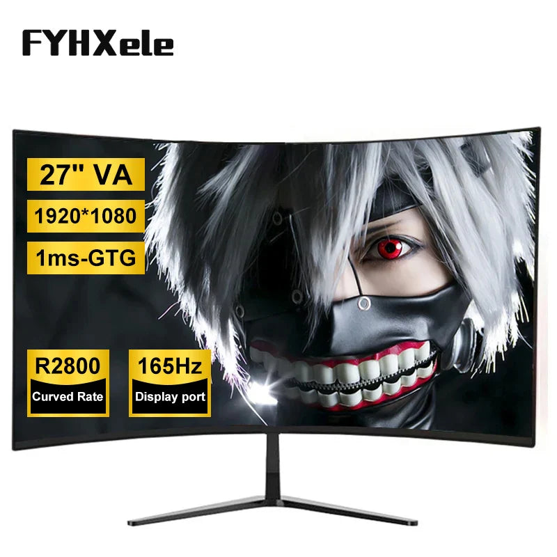 27 Inch VA 165hz Monitors Gamer 1MS 2K QHD 144hz Gaming Monitors PC LCD Curved Screen Monitor for Desktop Displays HDMI DP