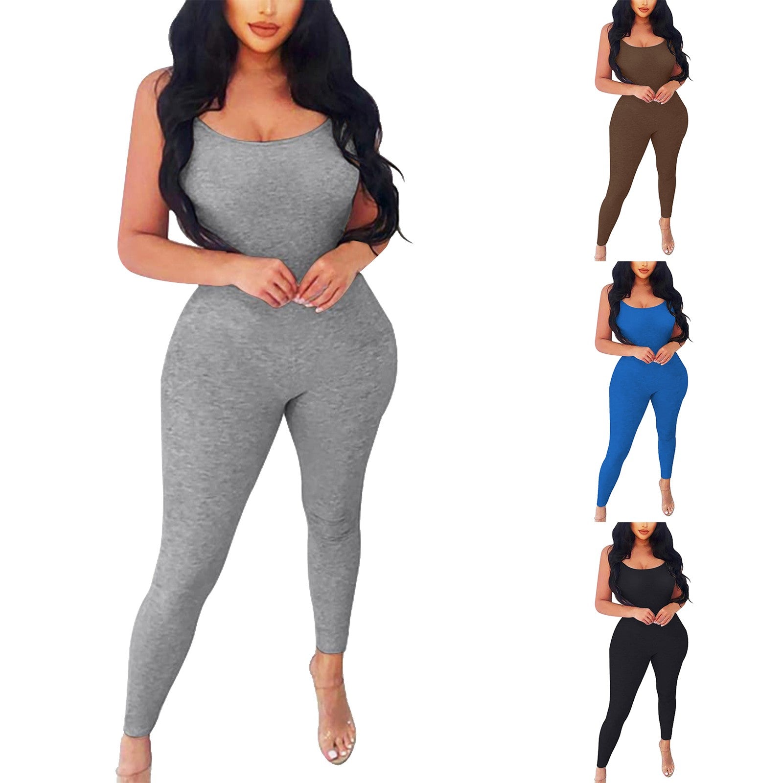 Spaghetti Strap Sleeveless Backless Rompers Womens Jumpsuit Sporty Workout Fitness Solid Casual One Piece Outfits Playsuit - Premium  from Lizard Vigilante - Just $11.99! Shop now at Lizard Vigilante