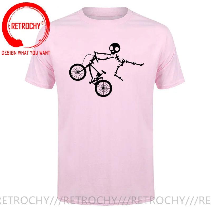 Skeleton Alien BMX Cycle Bike T-Shirt Custom Short Sleeve MTB Skull Biker TShirt Funny Fall O Neck Cotton T Shirt for Men - Lizard Vigilante