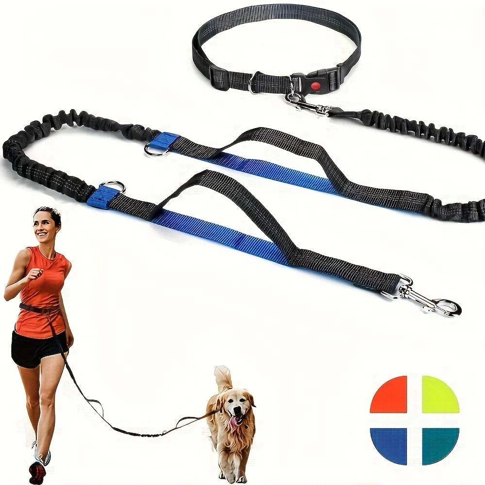 Reflective High-Visibility Hands-Free Elastic Running Belt Dog Leash | Durable Jogging and Hiking Pet Lead with Metal D-Ring Harness - Premium dog leash from Lizard Vigilante - Just $23.88! Shop now at Lizard Vigilante