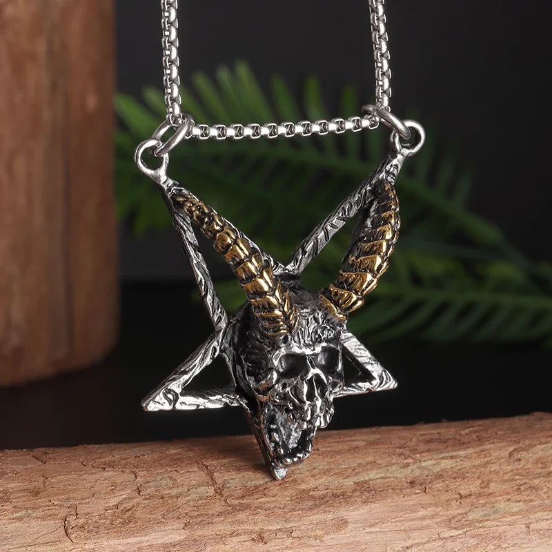 Vintage Lucifer Demon Ram Necklace – Gothic Satanic Pendant for Men – Eye of Truth Punk Party Jewelry - Premium pendant from Lizard Vigilante - Just $16.66! Shop now at Lizard Vigilante