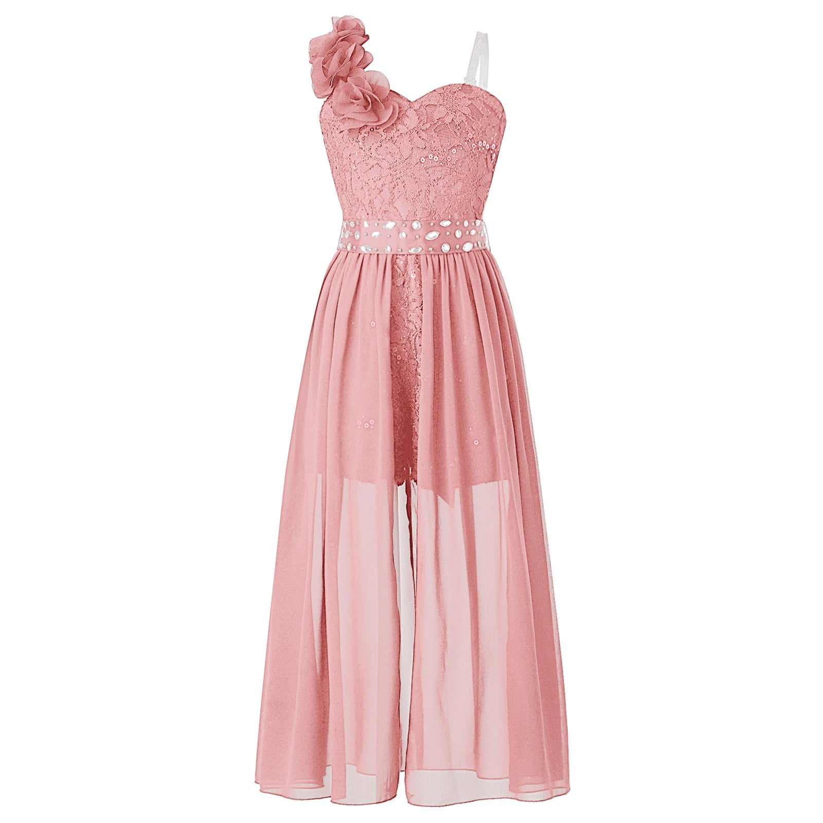 Girls Elegant Party Dress – Sequin Beaded Asymmetrical Gown with Lace Chiffon Overlay, Birthday, Wedding, Prom Pageant Dress - Premium dress from Lizard Vigilante - Just $34.99! Shop now at Lizard Vigilante