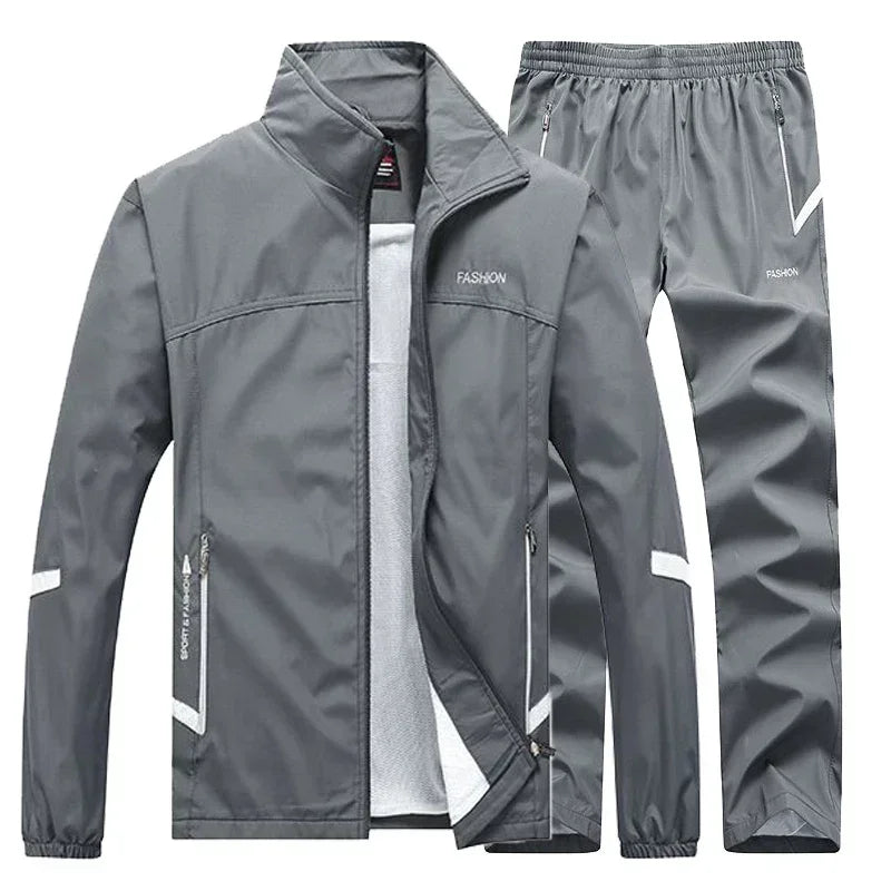 Casual Men's Tracksuit Spring Autumn Sportswear Two Pieces Sets Jackets + SweatPants Joggers Male Zipper Sweatshirt Suit Outfit - Premium  from Lizard Vigilante - Just $95.99! Shop now at Lizard Vigilante