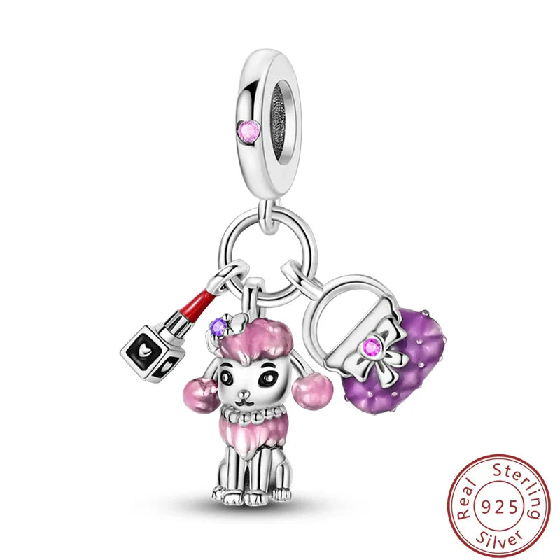 S925 Sterling Silver Princess Golf Hamster Camera Travel Three Piece Set Charms Beads 3mm DIY Fine Jewelry Making