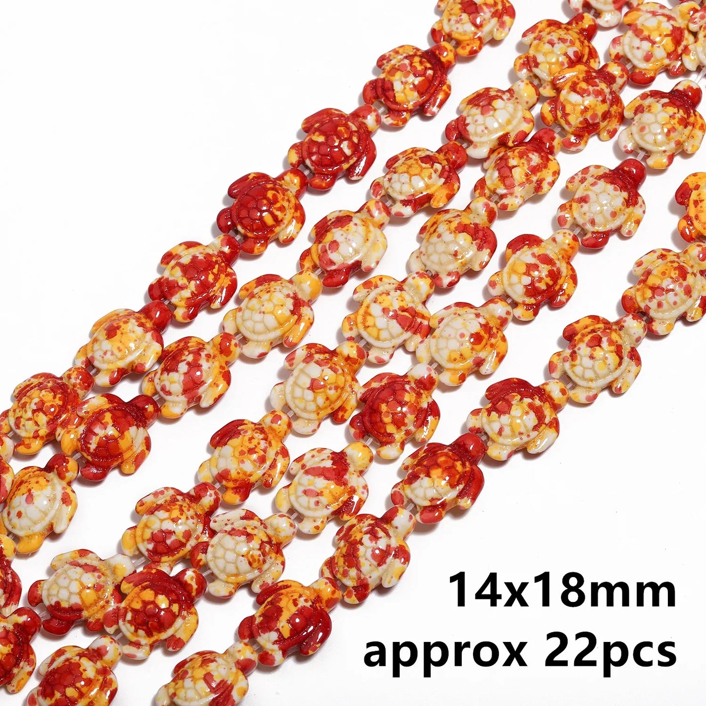 14x18mm 22pcs Sea Turtle Random Color Mix Natural Turquoise Stone Beads Bead for Jewelry Making DIY Ocean Series Bracelet