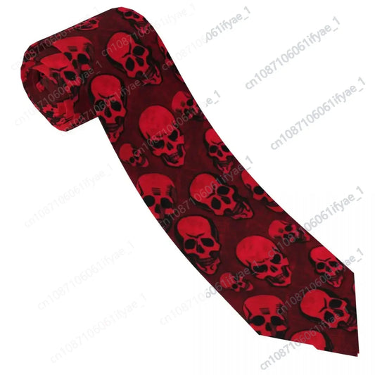 Red Skull Print Tie – Cartoon Fashion Neck Tie for Men and Women | Cool Graphic Collar Accessory - Premium necktie from Lizard Vigilante - Just $21.88! Shop now at Lizard Vigilante