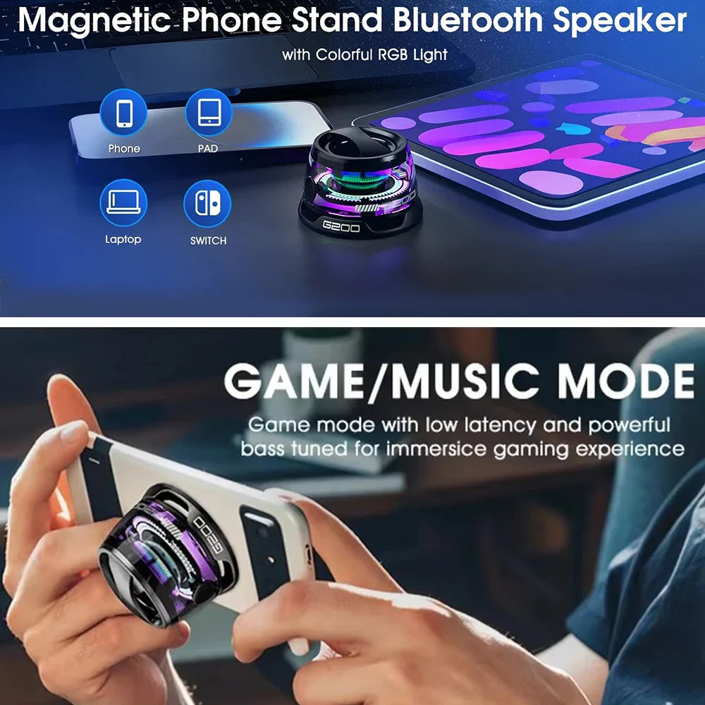 Multifunctional Bluetooth 5.3 Speaker Mini Speaker Portable Magnetic Speaker with RGB Color Light and Phone Holder for ios 2025