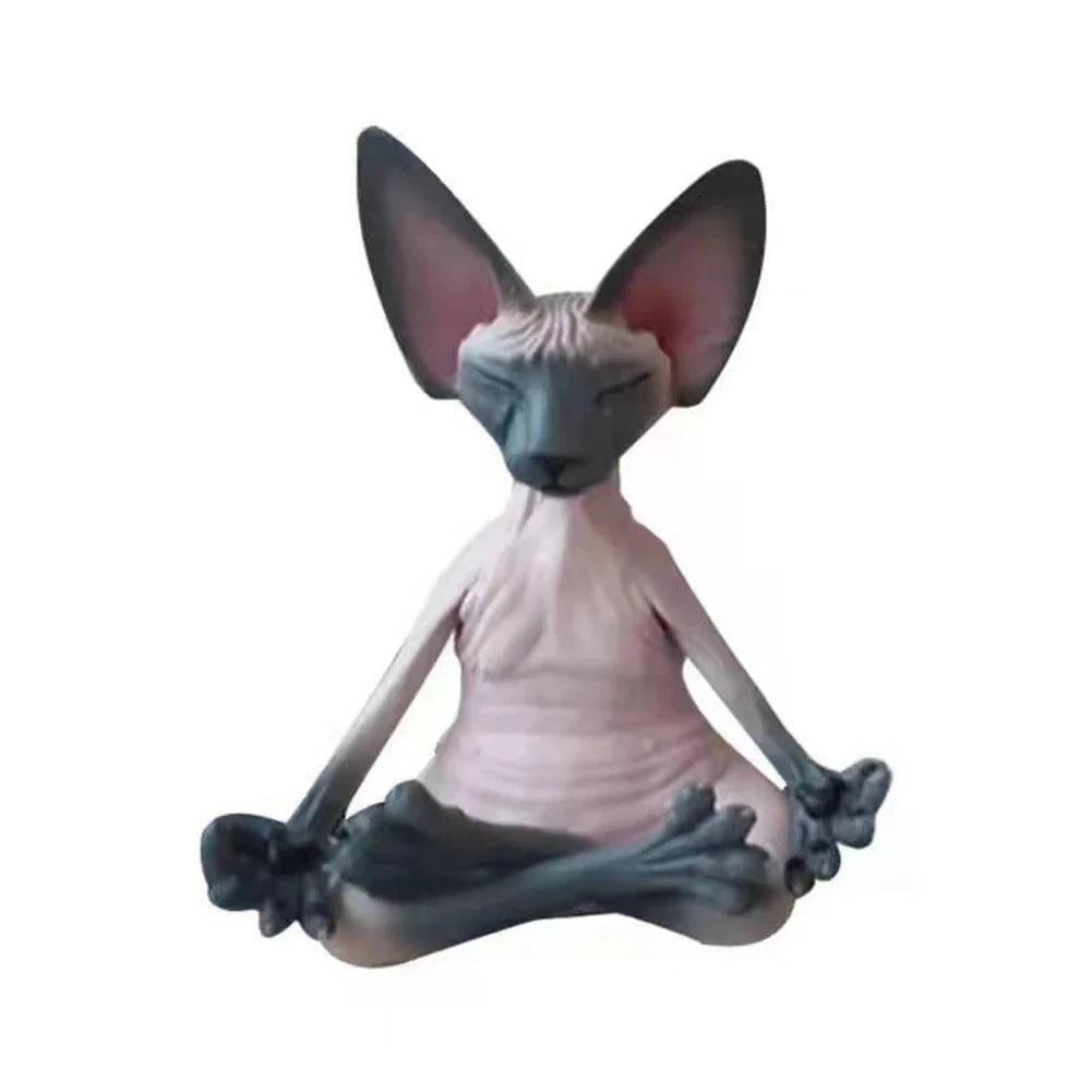 ABUN-Resin Meditation Yoga Cat Cat Statue Art Decor Sculpture Desk Home Garden Statue