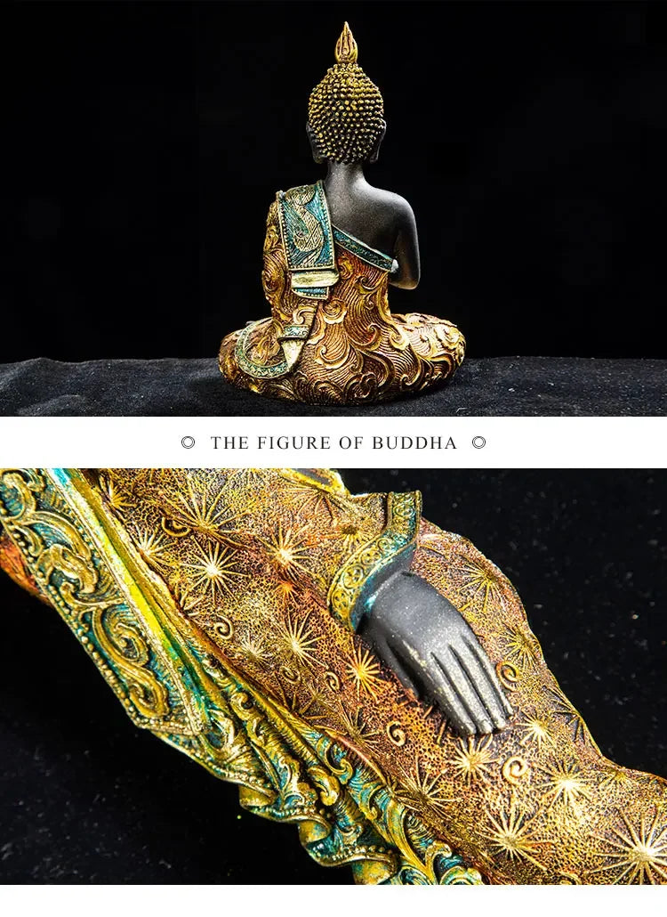 Large Buddha Statue Thailand Buda Buddha Sculpture Green Resin Handmade Buddhism Hindu Fengshui Figurine Meditation Home Decor