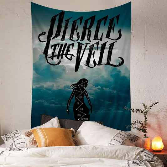 Pierce The Veil Band Anime Tapestry – Hippie Flower Wall Hanging for Dorm & Bedroom Decor - Premium tapestry from Lizard Vigilante - Just $26.99! Shop now at Lizard Vigilante