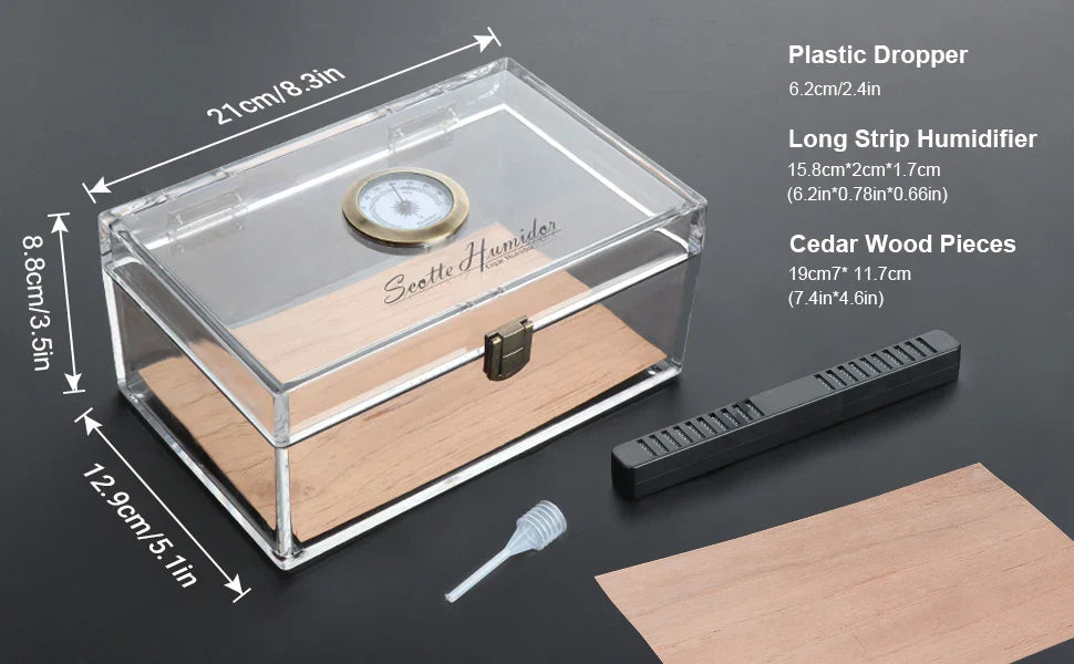 Scotte Cigar Case Humidors Acrylic Cigar Box Hygrometer Humidifier Hold 20 Cigars Include Cigar Cutters Cigar Punch Accessories