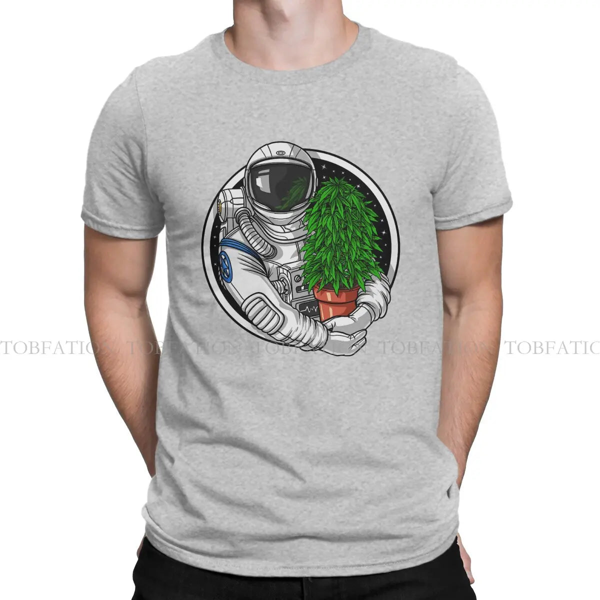 Weed Marijuana 420 Smoking Astronaut T-Shirt – Graphic Harajuku Crewneck Cotton Tee for Men - Premium T-Shirt from Lizard Vigilante - Just $23.88! Shop now at Lizard Vigilante