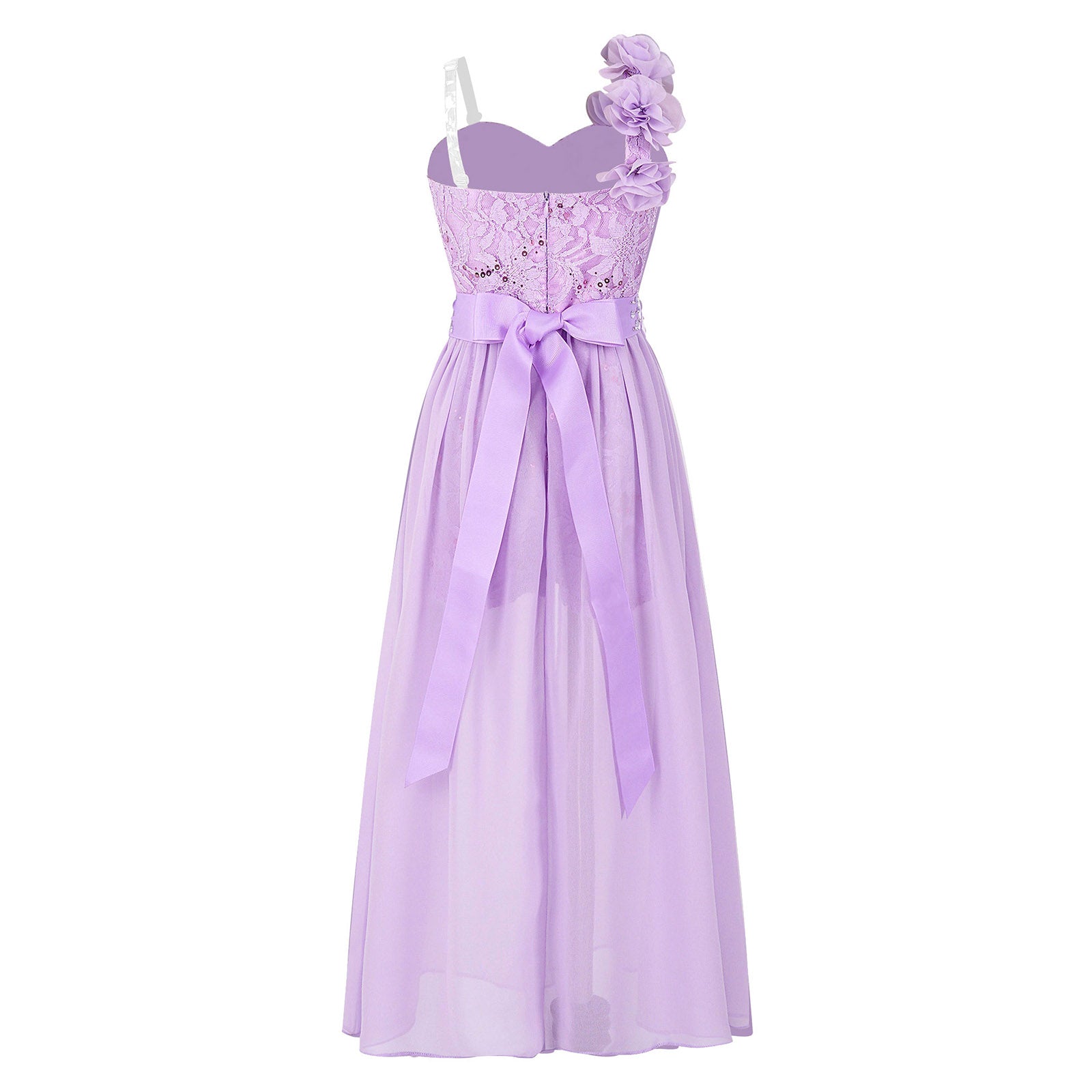 Girls Elegant Party Dress – Sequin Beaded Asymmetrical Gown with Lace Chiffon Overlay, Birthday, Wedding, Prom Pageant Dress - Premium dress from Lizard Vigilante - Just $34.99! Shop now at Lizard Vigilante